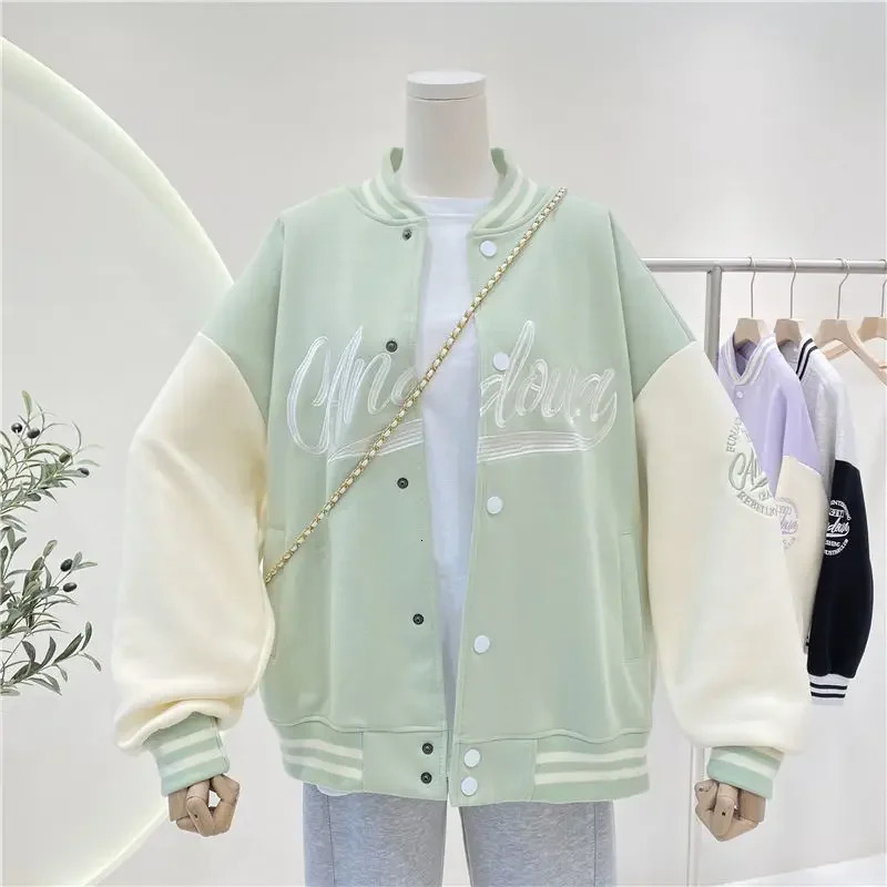 Retro loose embroidered jacket womens spring and summer thin baseball uniform American shirt Ins tidal clothing 241019