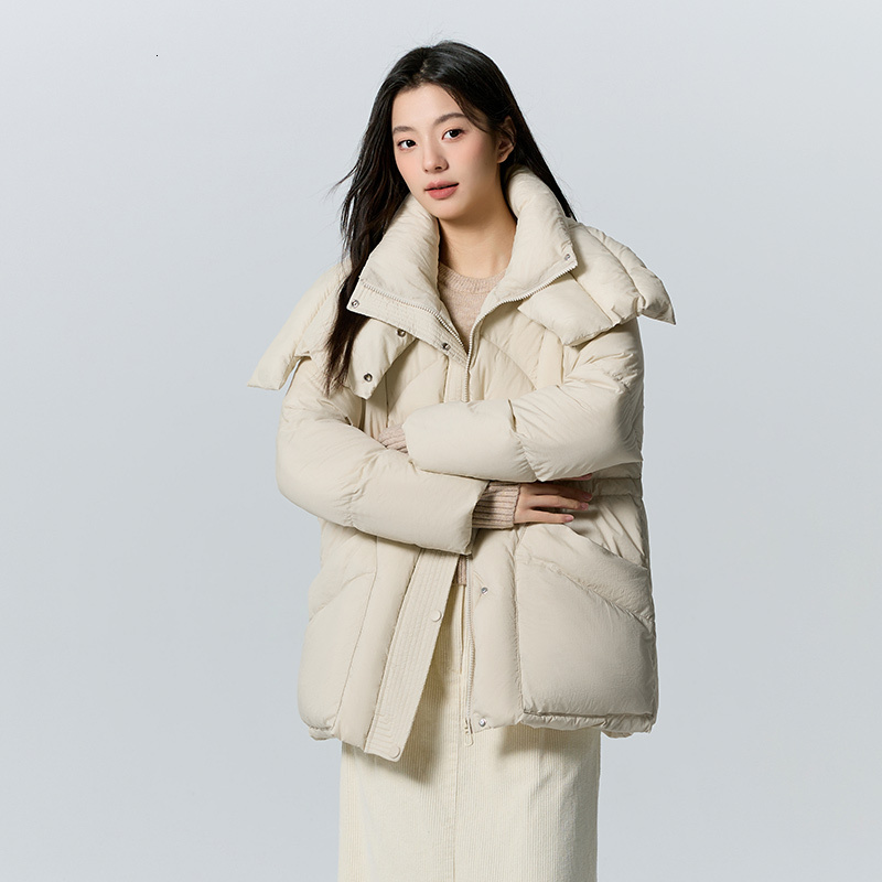 Semir Down Jacket Women Medium Length Loose 2023 New Textured Warm Winter Wear