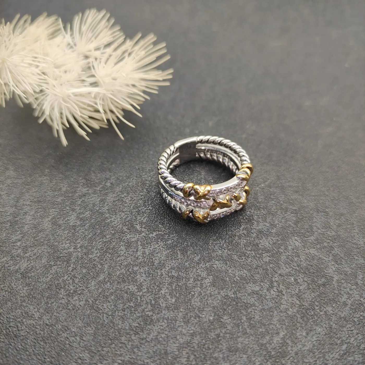S925 Womens Silver Ring 6-9 Size Luxury Gold Couple Ring Type 7 Fashion Womens Jewelry 2407061517 Y241019