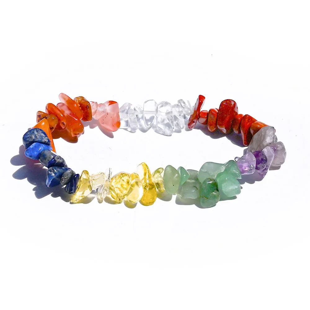 50 pieces of natural gemstone bracelets irregular crystal elastic chip beads gold nugget bracelets quartz wristbands 241018