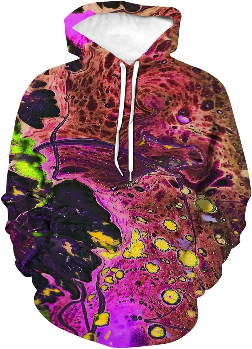 Hoodie for Mens Womens Unisex Psychedelic Pot Leaf Sweatshirt Novelty Print Tie Dye Fluid Hoodie Graphic Hoodies sweatshirt Pullover Long Sleeve