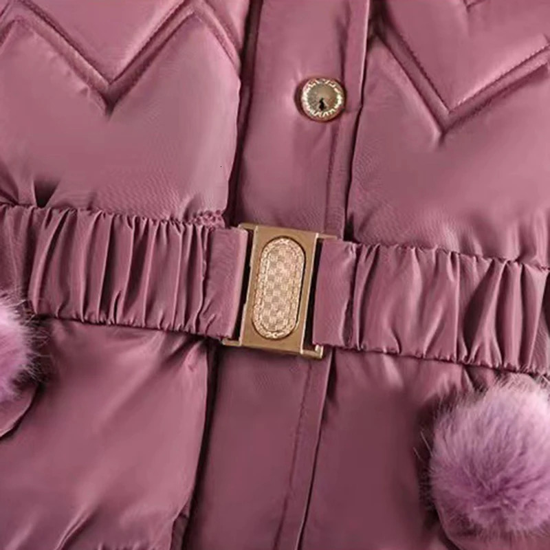 4 5 6 8 10 Years Winter Girls Coat Keep Warm Thicken Kids Jacket Hooded Zipper Fur Collar Princess Outerwear Childrens Clothing 241018