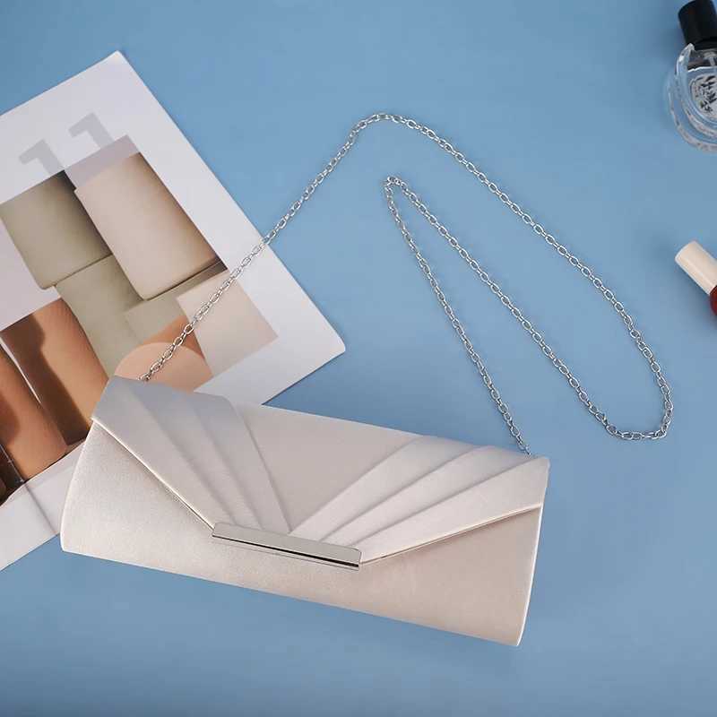 New design envelope satin evening clutch bag trade luxury shoulder bag womens party bag wedding handbag Y241019
