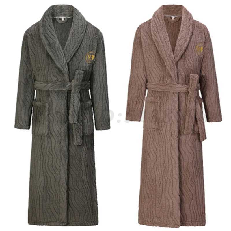 Winter Thick Coral Fleece Robe Men Sleepwear Oversize Long Kimono Bathrobe Gown Warm Flannel Nightwear Women Homewear LoungewearXJ241018