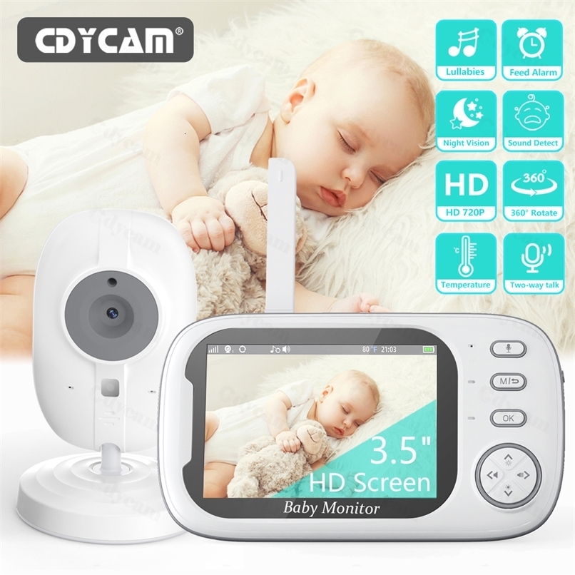 3.5-inch wireless video baby monitor night vision temperature monitor 2-channel audio call baby nanny safety camera 241019