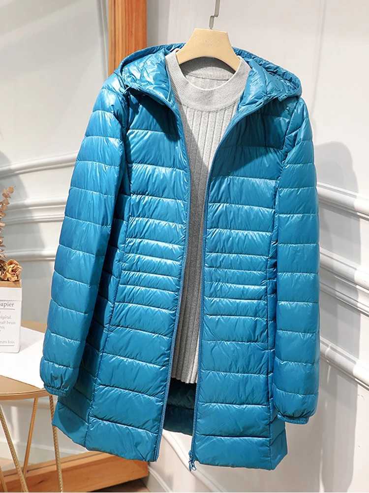 0-10 Woman Duck Down Jackets 2024 Autumn Winter Ultralight Hooded Women Down Coat Portable Quilted Long Parkas Feather OvercoatX241019