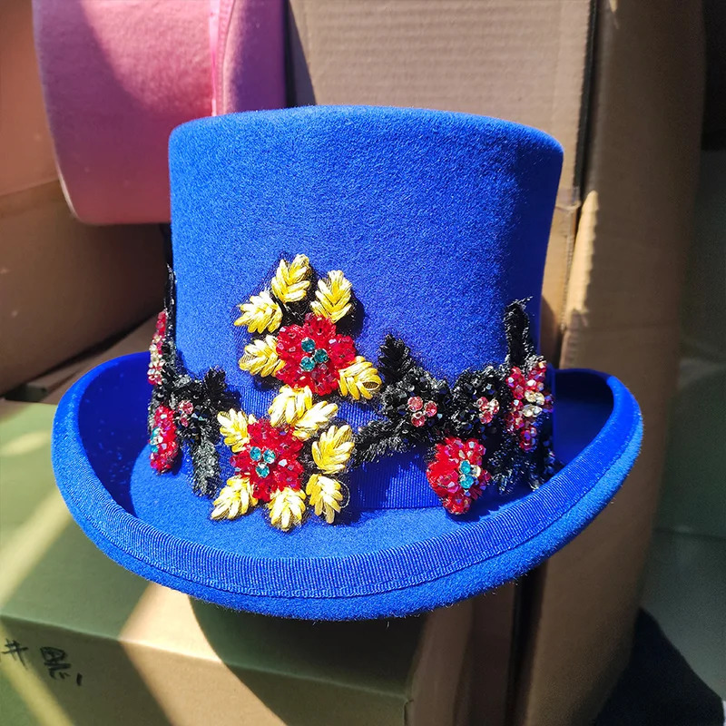 Special High Hat Magician High Hat Performance British Black Jazz Top Hat Men and Women Mens Flat Felt Hat 241018