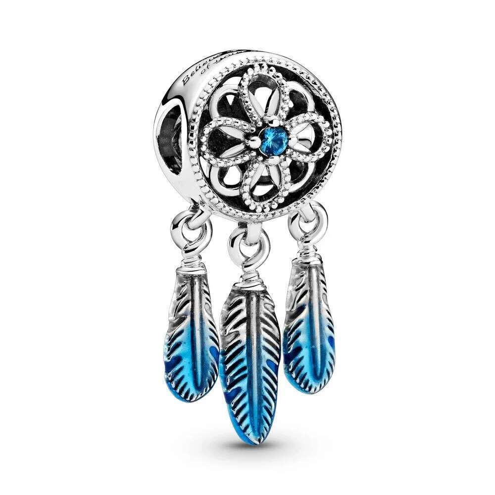 Hot selling New 925 Sterling Silver pretty Heart & Mum Blue Dreamcatcher Charm Artist's Palette Dangle Charm Bracelet Gift For women gift wholesa