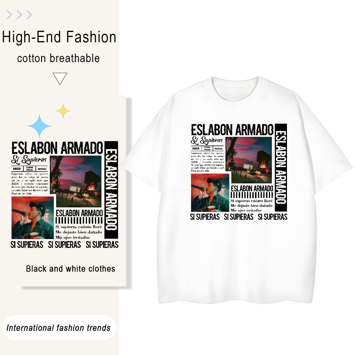 Fashion T-Shirts 230g 100% Cotton Breathable Short Sleeve Sports Casual Eslabon Armadob Tshirt for Man Woman 5A Custom Cartoon Tops Shirt