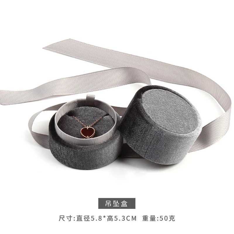 Exquisite handmade vintage velvet pendant necklace box gift box pink ribbon storage ring box jewelry packaging high quality W241019