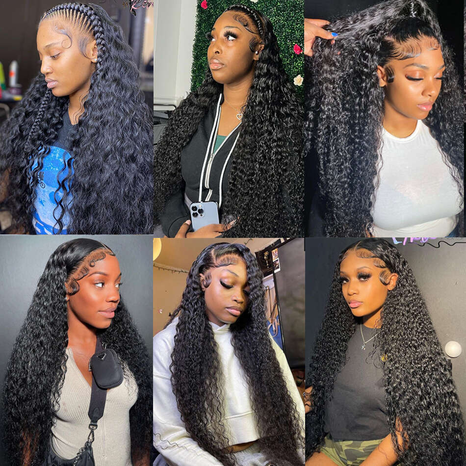 Deep Wave For Women Pre Plucked Brazilian 13x4 Lace Front Human Hair Wigs Natural Color