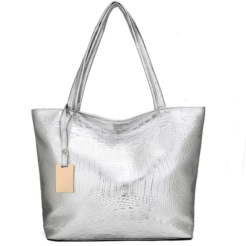 Fashion Casual Womens Shoulder Bag Silver Gold Black Handbag PU Leather Womens Large Handbag Womens Handbag 241018 ww