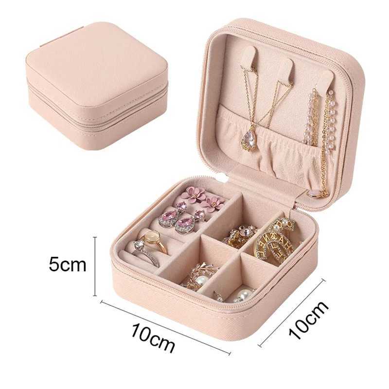 1 portable mini jewelry storage box family travel earrings necklace ring jewelry box layered jewelry display box W241019