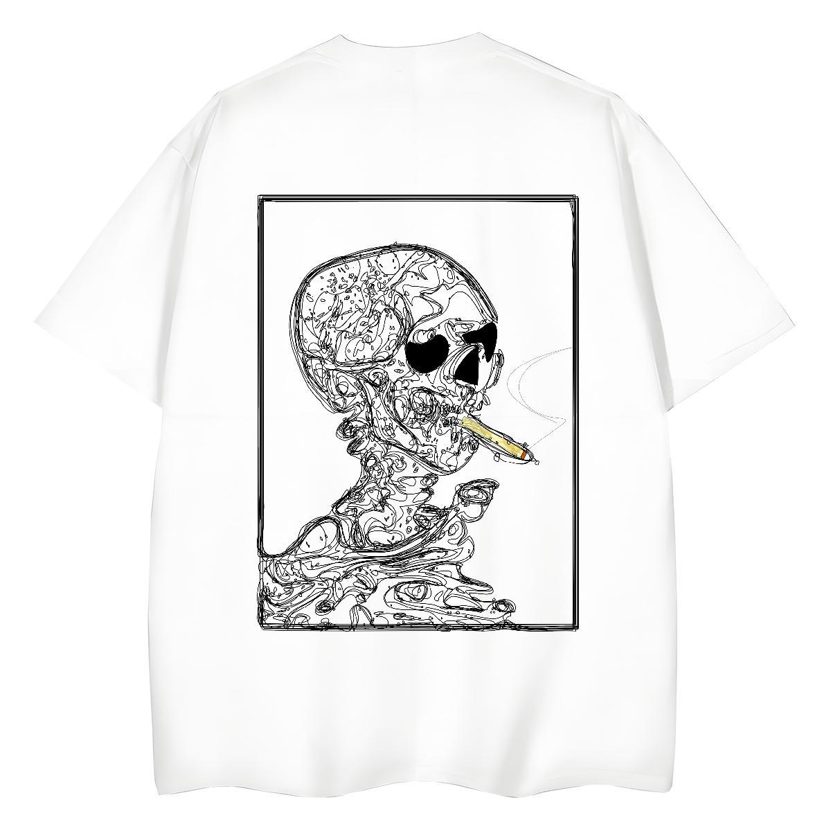 Stylist Womens T Shirts 230g Pure Cotton Short Sleeve O-Neck Casual Sport skull Couples T Shirts Wholesale Floral Print Top Tees