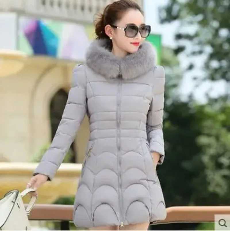 2024 Winter Jacket Women Parka Fashion Coat Wool Liner Hooded Parkas Slim with Fur Collar Warm Snow Wear Padded Clothes QY159X241019