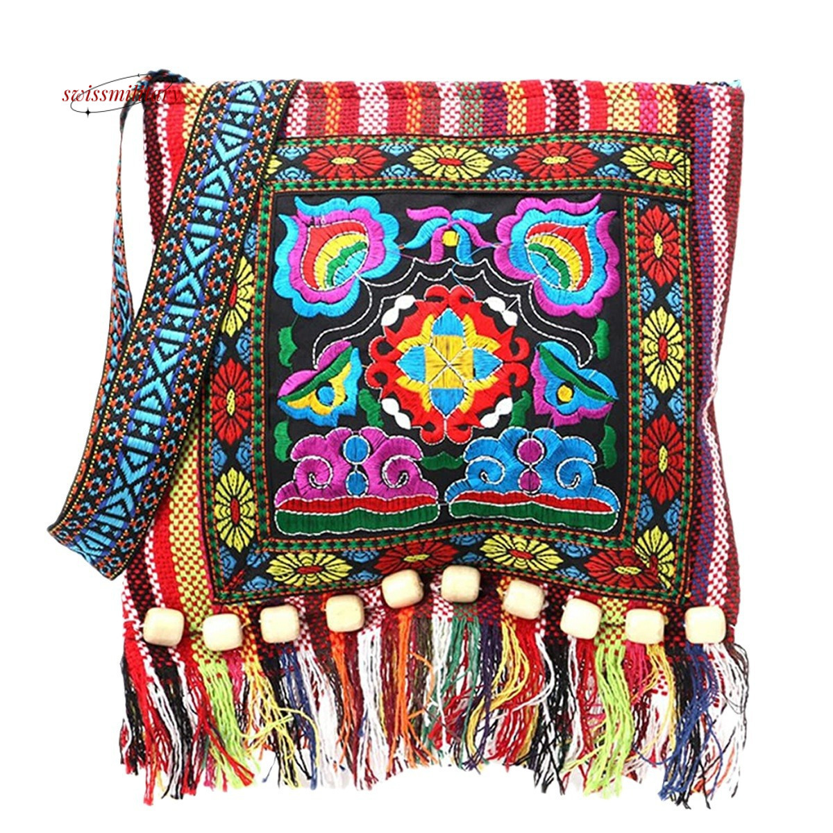 Women's Ethnic Style Versatile Crossbody Bohemian Embroidered Tassel Hanfu Bag #7 swissmilitary