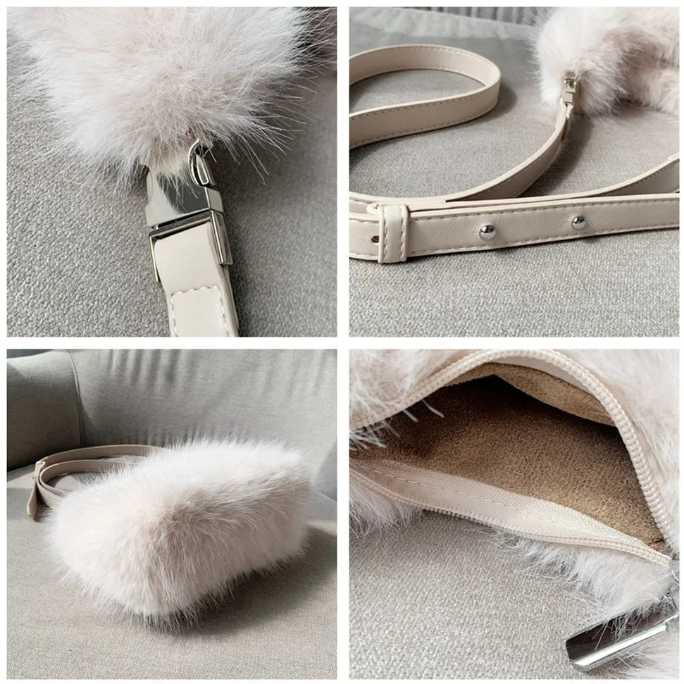 faux fur womens shoulder bag soft plush womens evening clutch wallet handbag womens small handbag fluffy cross body bag 241018