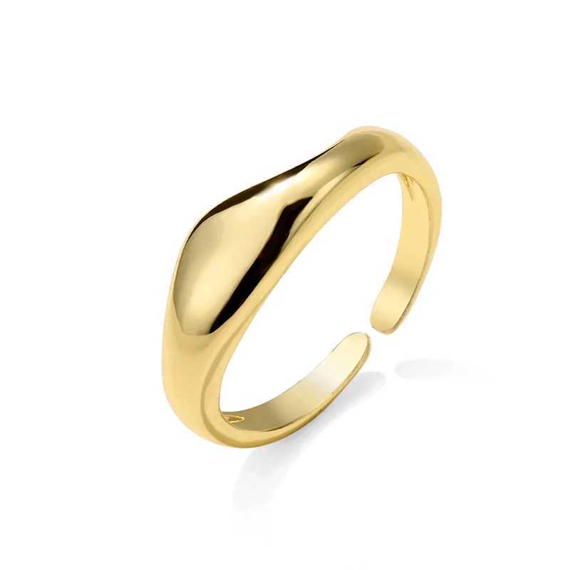 Gold silver irregular wave rings fashionable simple geometric handmade jewelry suitable for couples adjustable wedding rings Y241019