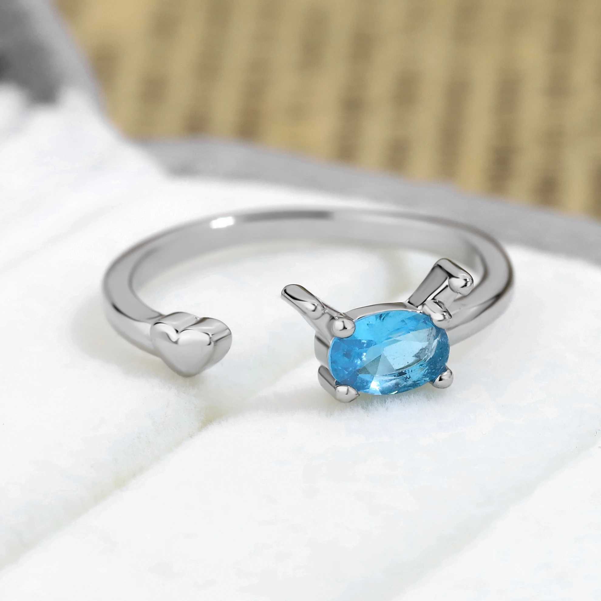 Y2K Punk Fun Animal Dog Cat Ring Bow Cartoon Puppy Cute Finger Adjustable Opening Ring Y241019