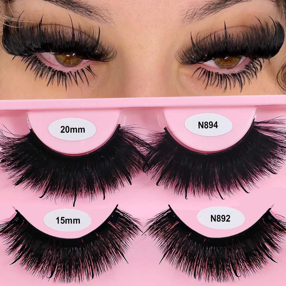 REDSIREN Faux Mink Lash Spikes Wispy Thick Natural Full Strip Lashes New Makeup Fluffy Mink EyelashesXJ241019