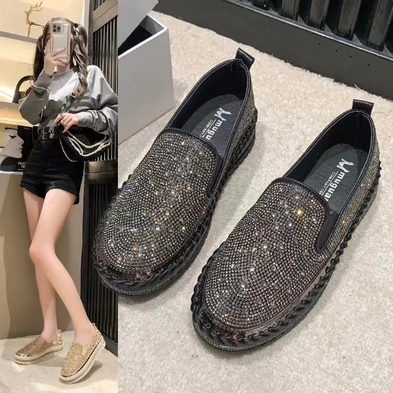 Women's Shoes 2023 Spring New Large Size Women's Shoes Flat Bottom Casual One Step Lazy Shoes