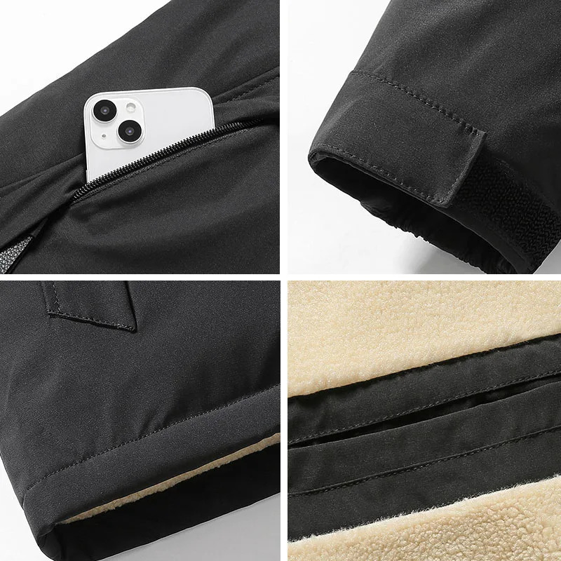 mens autumn and winter outdoor leisure windproof cargo jacket for mens detachable hooded large-sized Sherpa cargo jacket for men 241007
