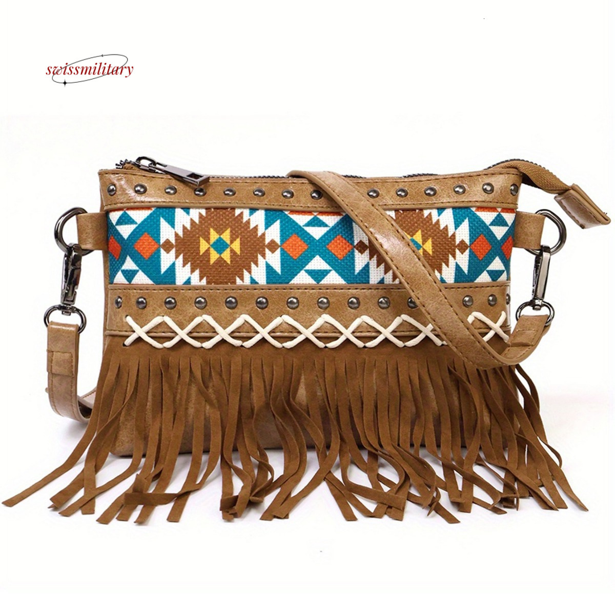 Printed canvas tassel personalized western crossbody bag Bohemian TK #46 swissmilitary