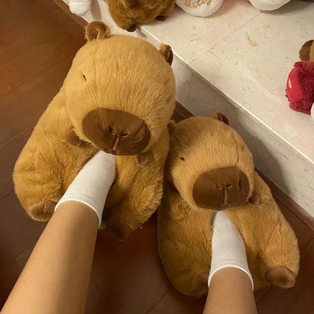 Highland Cow Capybara plush slider cartoon Capibara cotton shoes cute animal slider womens Halloween Christmas gift 241018