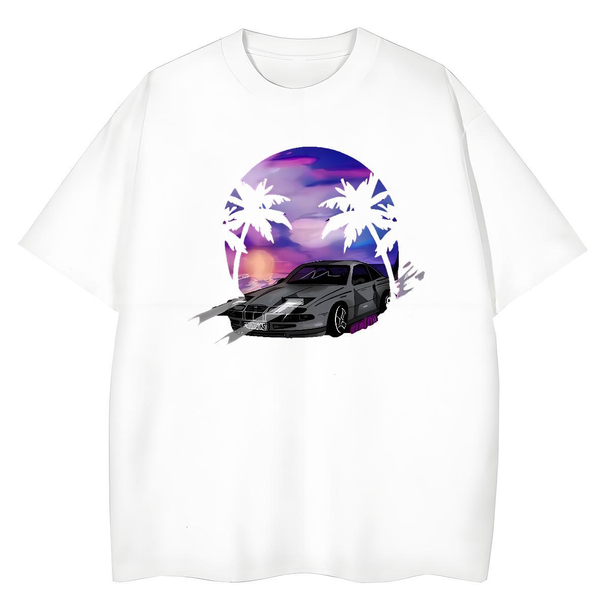 2024 DIY Women T Shirts 230g 100% Cotton Breathable Short Sleeve Street Casual car Woman Tshirt Soft Skull Tees Shirts