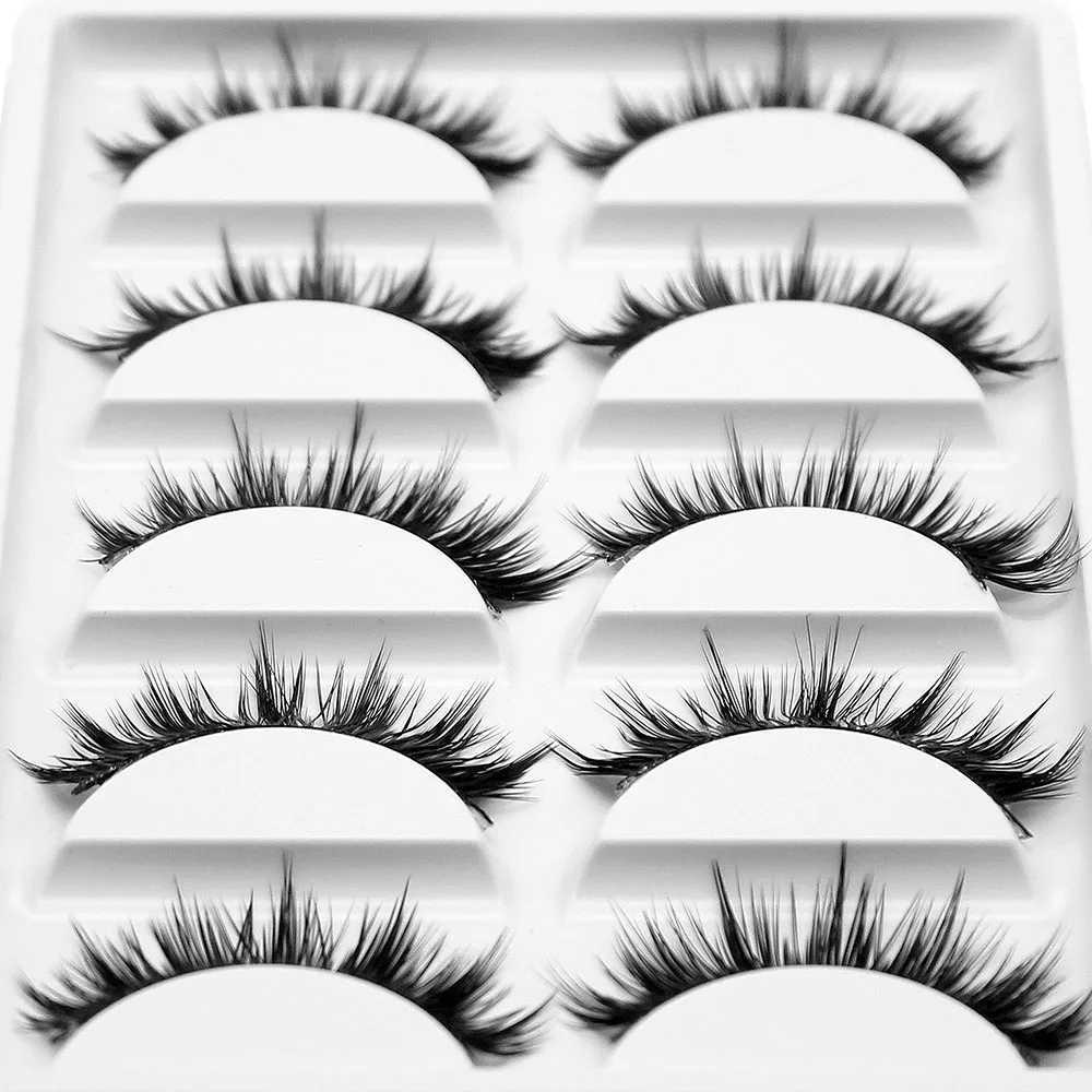 Kimcci 5pairs Mink Eyelashes Natural Long 3D Mink Lashes Soft Handmade Faux Lashes Makeup False Eyelash Fake Cilia Cilios ToolsXJ241019