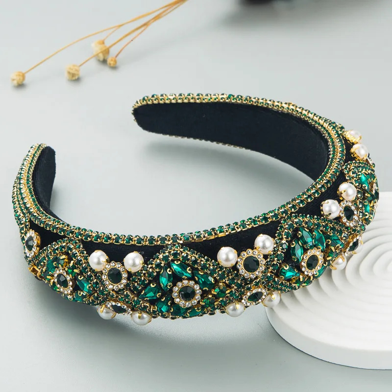 Fashion Diamond Pearl Headband Trend Retro Sponge Hairband Ladies Elegant Wedding Bridal Hair Accessories 241018