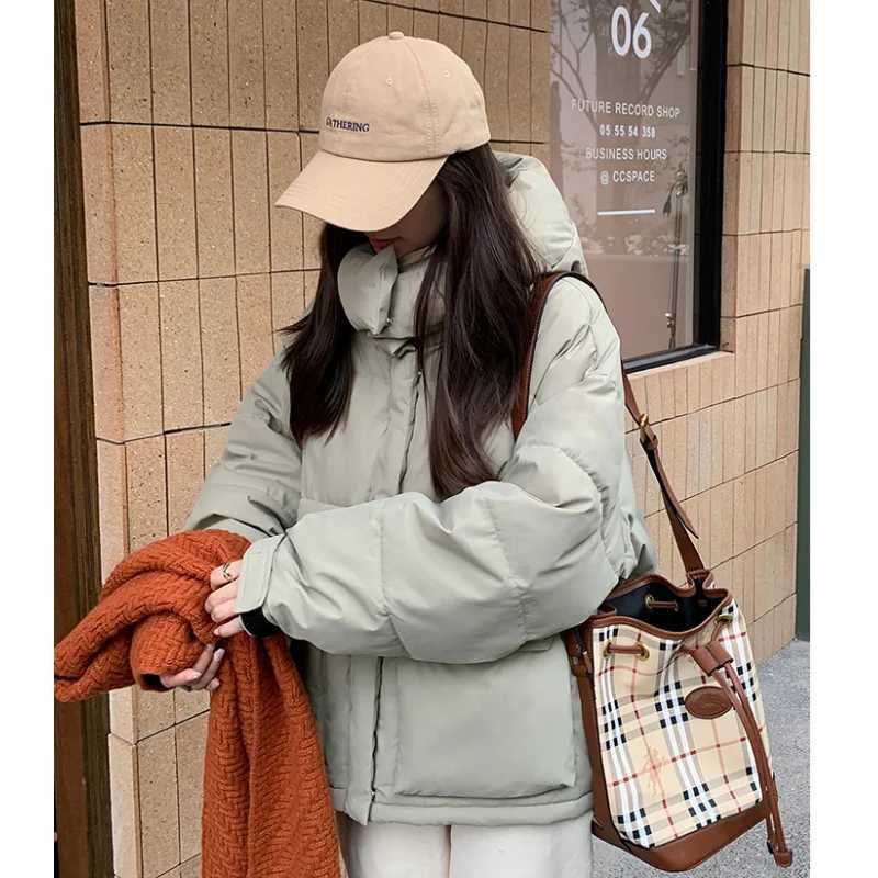 Brown Down Jacket Women Coat Black Hooded Fashion American Streetwear Y2K Style Duck Down Feather Female Winter Short OutwearX241019