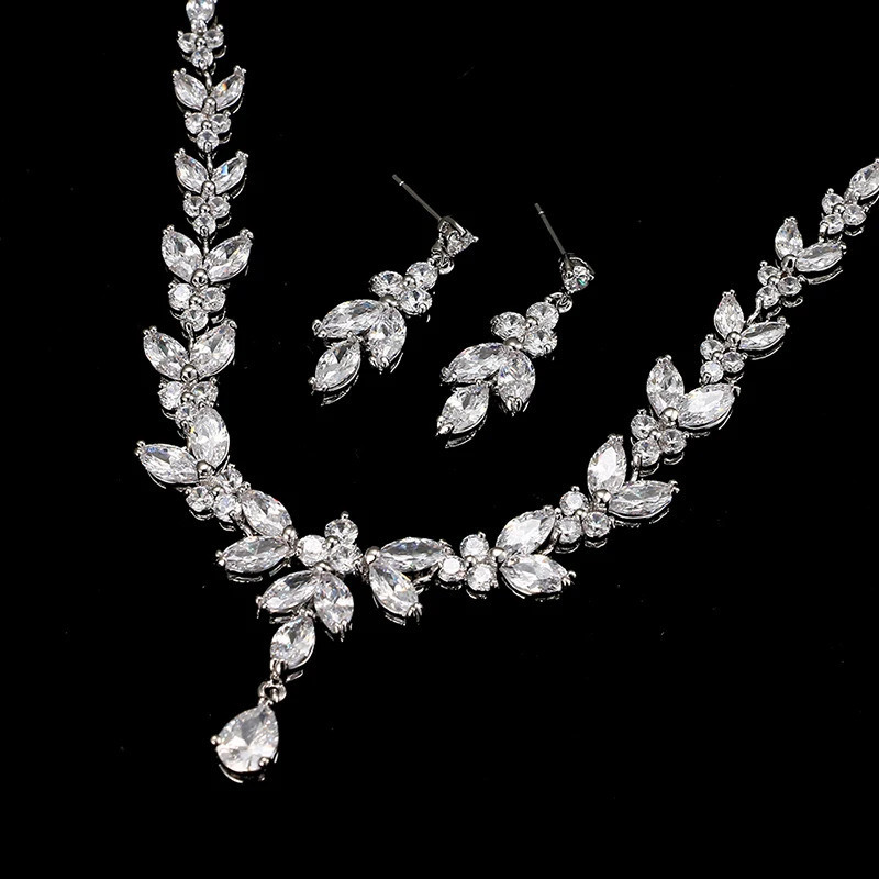 Emmaya Exquisite Womens Wedding Party Accessories Jewelry Set Cubic Zircon Stud Earrings and Necklace Gifts 241018