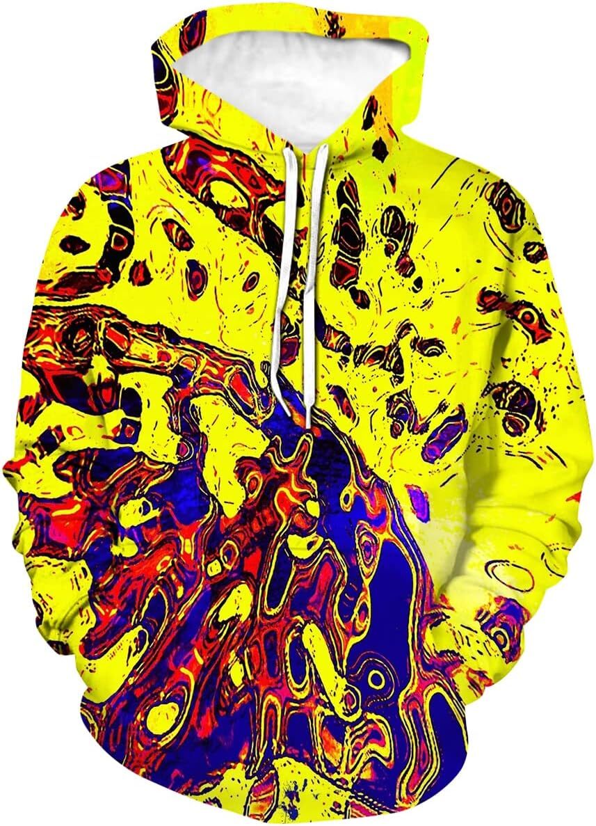 Hoodie for Mens Womens Trippy Fluid Hoodie Novelty Printed Art Pattern Sweatshirt Pullover Hooded Graphic Hoodies sweatshirt breathable