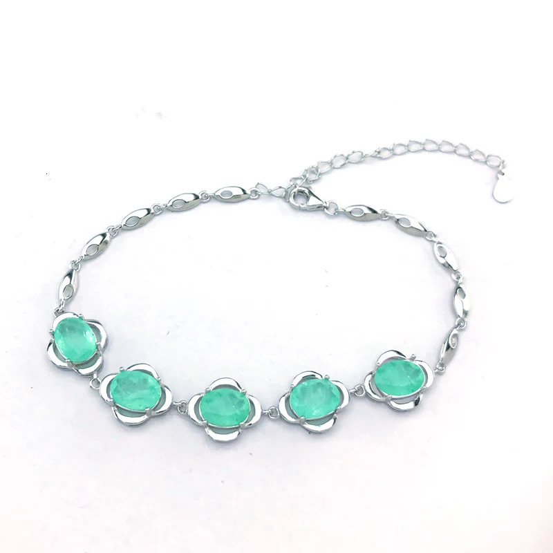 CSJ Trency Paraiba Bracelet Pure Silver 925 Artificial Gem Aquamarine 6 * 8mm Womens Birthday Party Jewelry Gift 241018