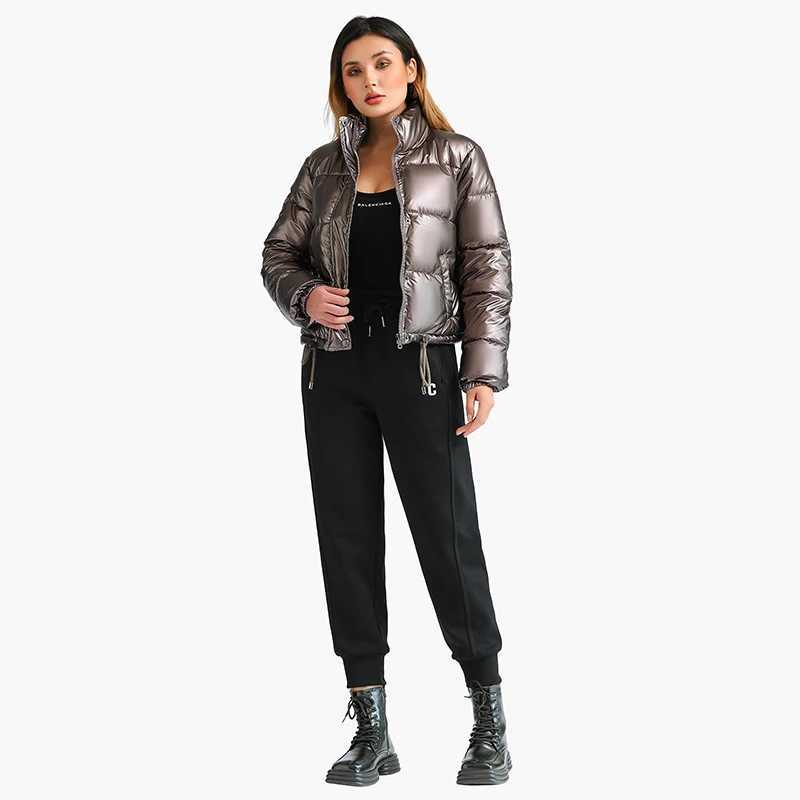 Women's Down Parkas Santelon Winter Thick Parka Short Cushion Inflatable Jacket Womens Fashion Solid Gold Grey Outdoor Leisure Warm Jacket Y24101