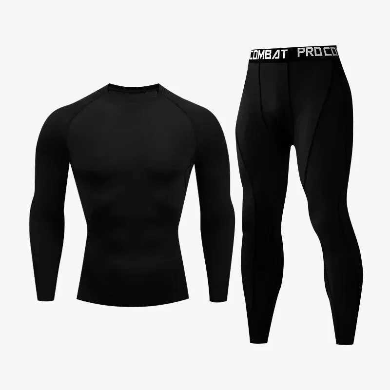 Sportswear New Mens Compression Running Set Quick Drying Training Gym Fitness Rashguard Tracksuit Mens 2-piece Sportswear W241018