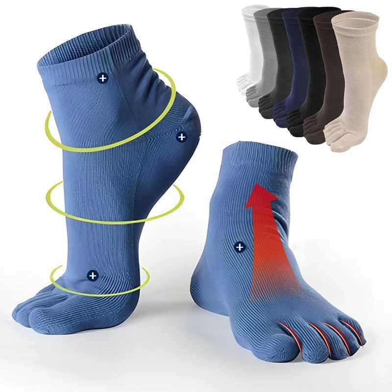 Five Finger Pure Cotton Socks Odor Sweat-absorbing Comfortable Spring Autumn Mid Tube Sock Versatile Solid Color Split Toe SocksXJ241019