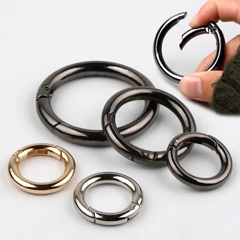 10pcs Openable Round Carabiner Keyring DIY Metal O Ring Spring Buckles Keychains Clasp Bag Clips Connector Snap Hooks Jewelry 241017