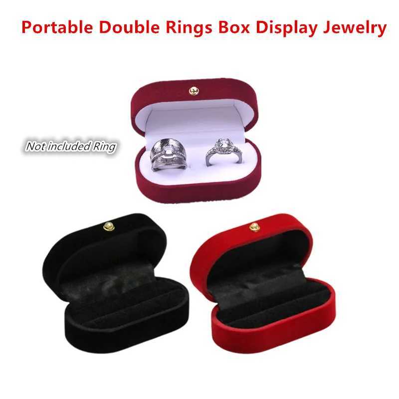 1 portable dual ring box display jewelry gift stand wedding engagement ring box female organizer W241019