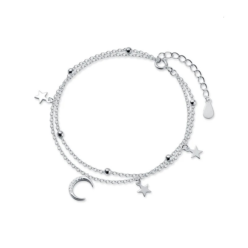 La Monada 163cm laminated womens silver bracelet Starry Moon Charm 925 womens silver bracelet 241018