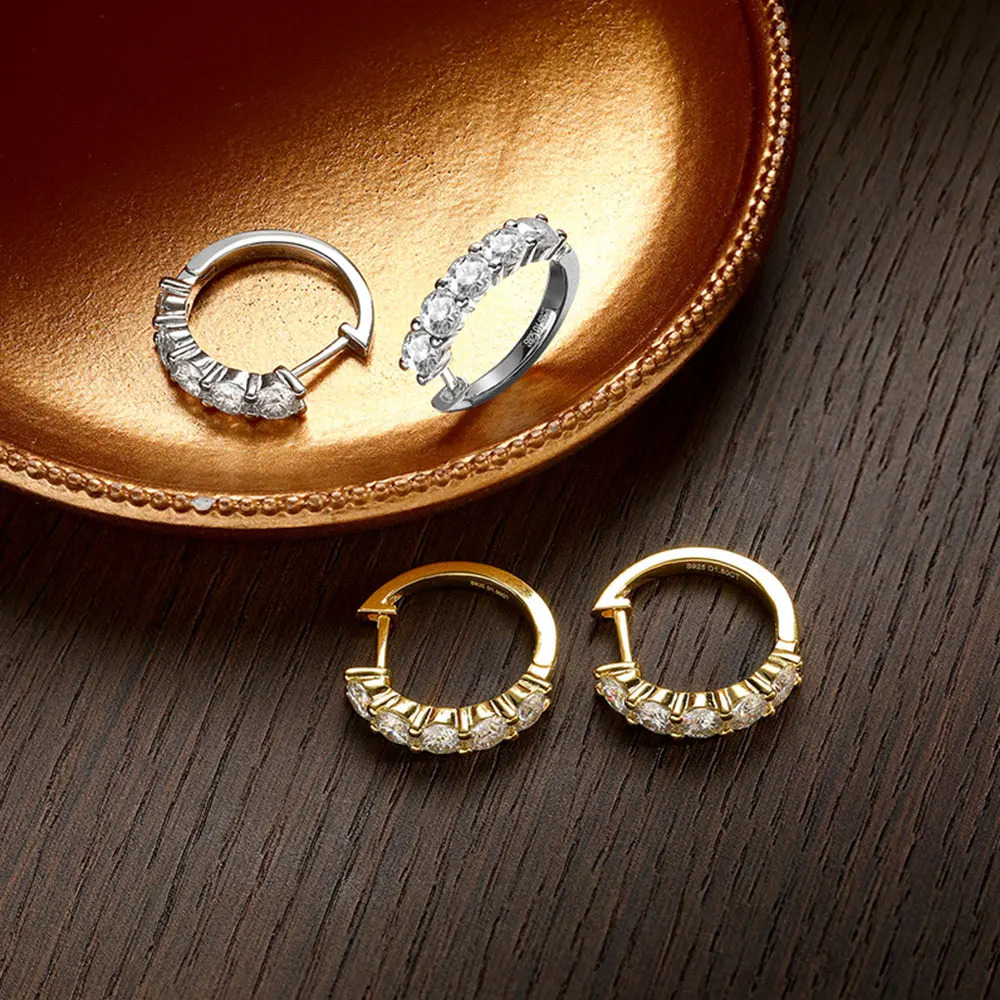 KNOBSPIN D Colored Silica Ring Earrings 925 Pure Silver Plated 18k White Gold Earrings Suitable for Womens Sparkling Exquisite Jewelry 241018