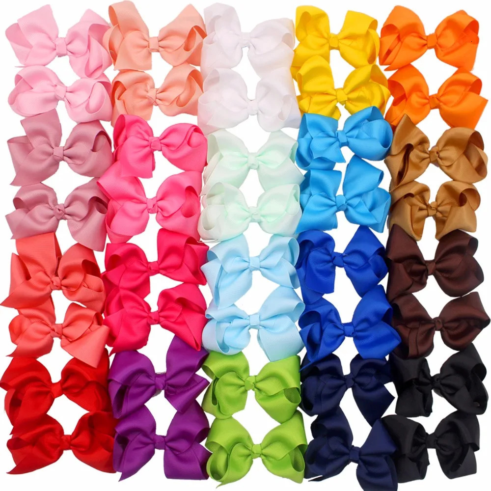 40/50/60 paired 4.5-inch childrens and girls large silk ribbon hair bow clip hair accessories for childrens and girls hair 241018