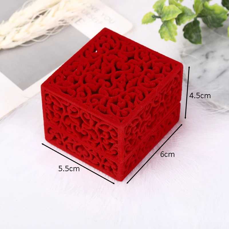 New hollow red velvet ring box for couples double ring bearing box for wedding engagement gifts collectibles jewelry organizers packaging box W241019