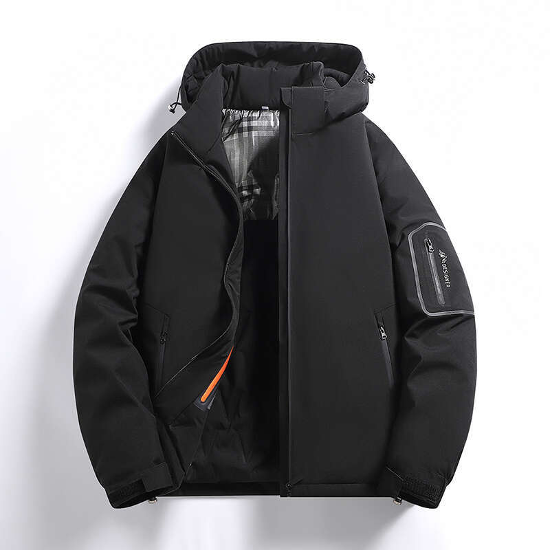Winter Outdoor Men's Windbreakers Hooded Casual Cotton-Padded Jacket Thermometer Graphene Oversized Outwear Waterproof Jackets