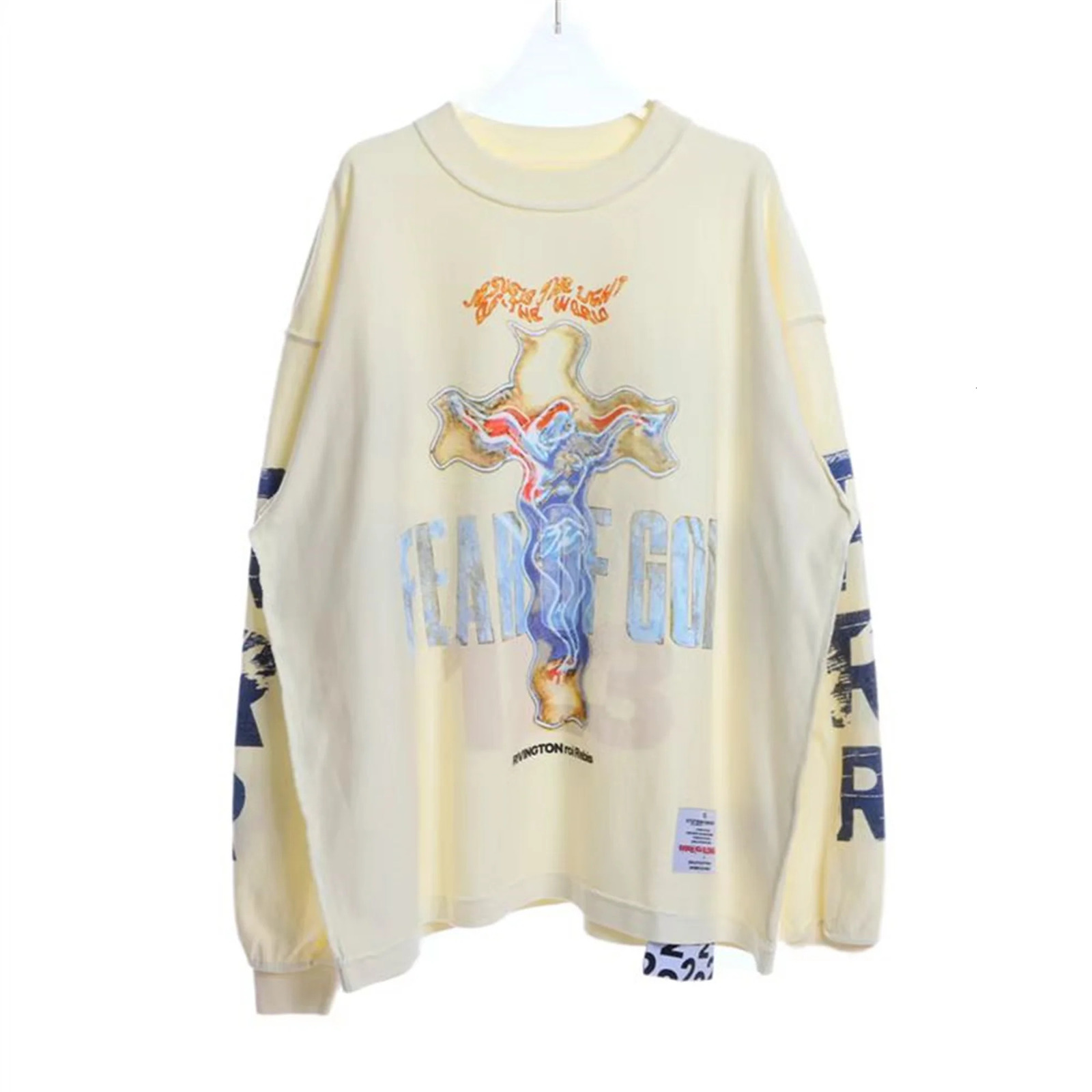 24SS RRR123 Fashion Letter Print HighStreet Cotton Casual Loose Long Sleeve Tee Pullover Sweatshirt For Men 241019