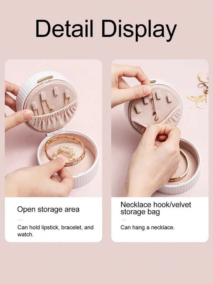 1 travel jewelry box circular ring storage box used for rings pendants earrings necklaces organizer storage racks small bead treasure boxes W241019