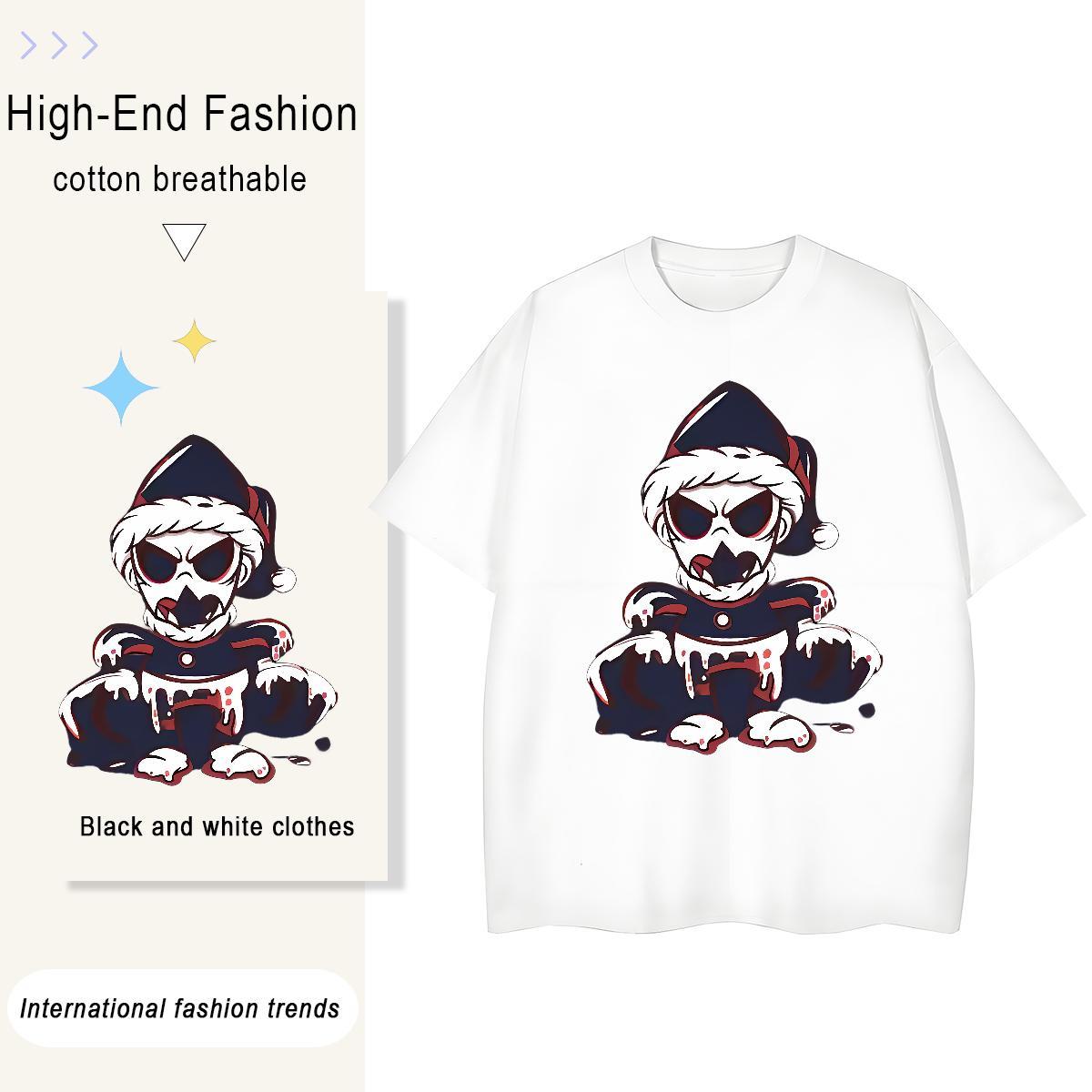 Fashion New T shirt 100% Cotton 230g Breathable Soft Summer Casual skull Unisex Tshirts Wholesale Customized Print Wear