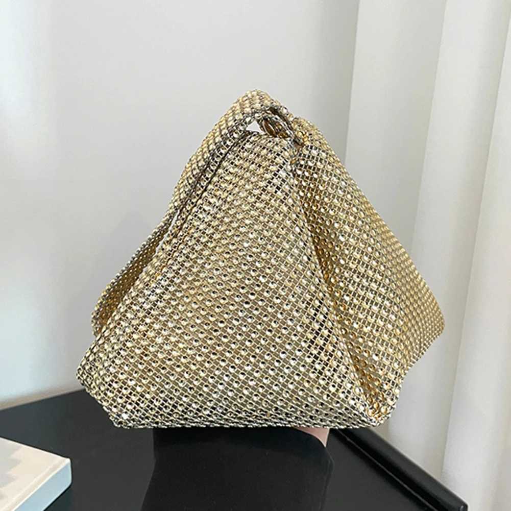 Sparkling Evening Dinner Clutch Bag Zipper Closure Womens Fashion Evening Bag Water Diamond Decoration Large Capacity Bottom Bag Y241019