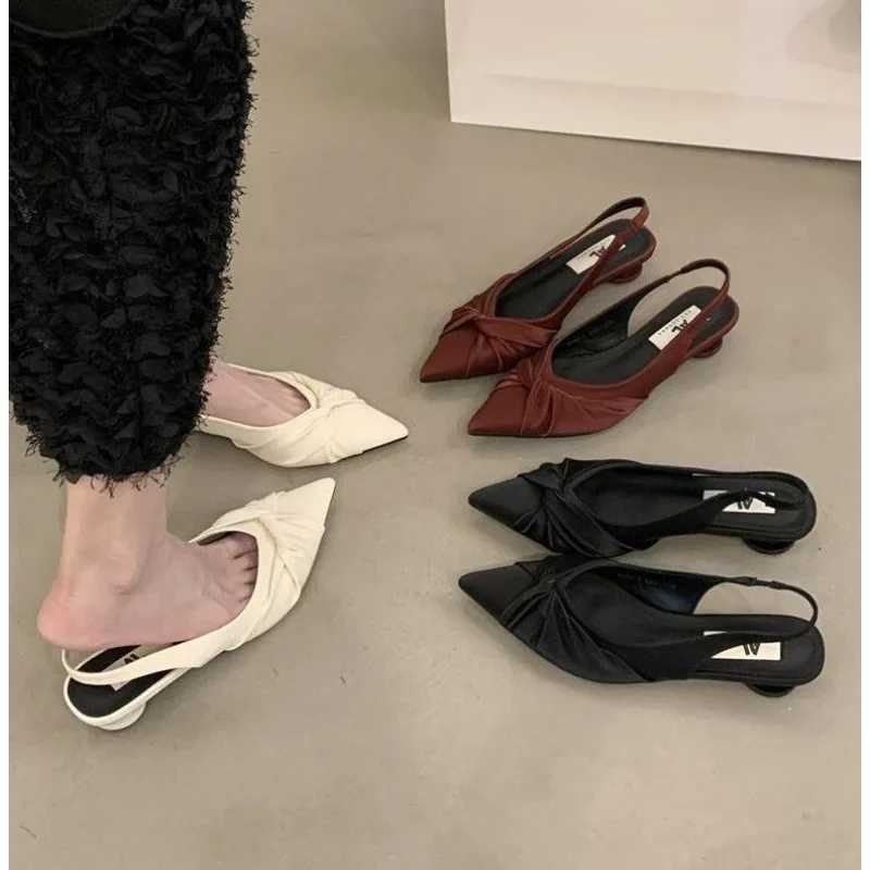 Fashion shoes for women single pedal pump angle toe bow tie sexy dress party shoes womens shallow high heels Y241019